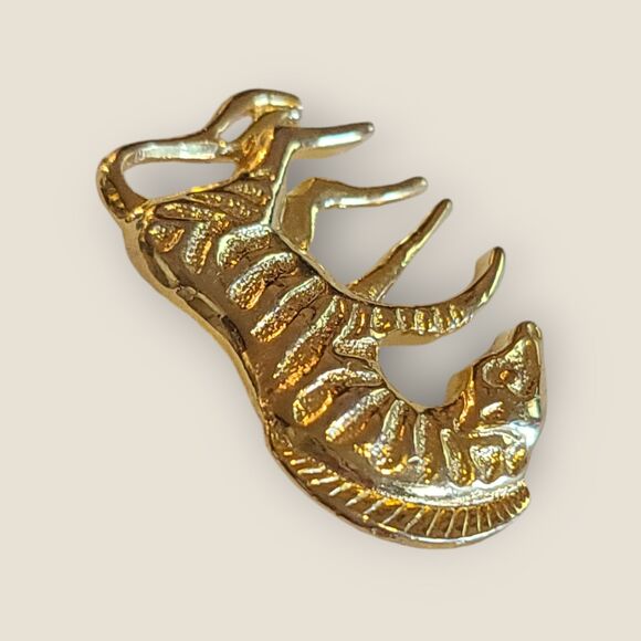 Vintage Textured Inlay Gold Zebra Brooch Pin Estate - Picture 3 of 7